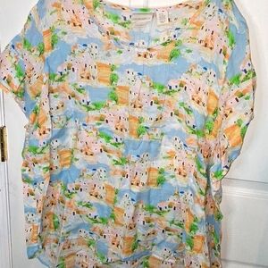 New Cynthia Rowley Linen Top Women's Beachy Coastal Size 3X